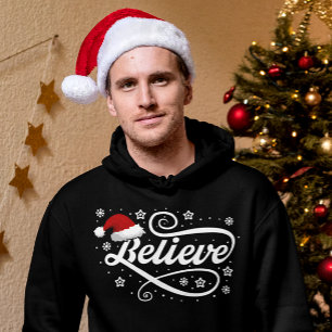 Christmas Believe Santa Claus - Santa Hat Zwart Hoodie