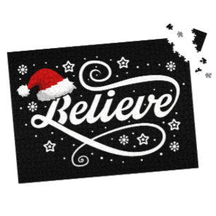 Christmas Believe Santa Claus - Santa Hat Zwart Legpuzzel