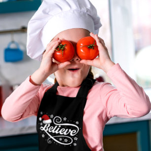 Christmas Believe Santa Claus - Santa Hat Zwart Schort