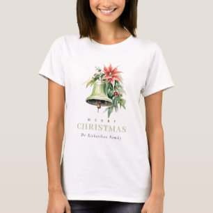 Christmas Bell Pine Poinsettia Foliage Waterverf T-shirt