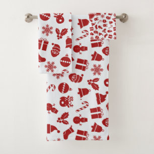 Christmas Bells Grey Red Minimal Motif