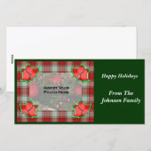 Christmas Bells Red Plaid Carte photo de vacances (Devant / Derrière)