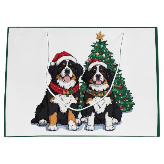 Christmas Bernese Mountain Dogs Groot Cadeauzakje (Voorkant)