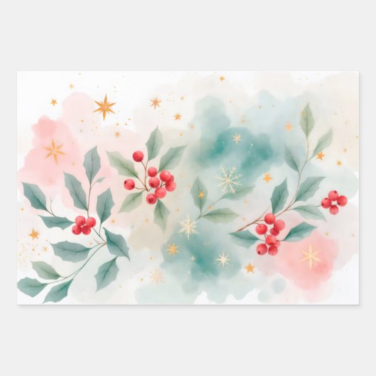 Christmas berries inpakpapier vel (Voorkant)
