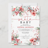 Christmas Berry Père Noël Baby shower Invitation (Devant)