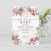 Christmas Berry Père Noël Baby shower Invitation (Debout devant)