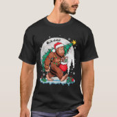 Christmas Bigfoot Santa Tree Sleigh Moon Funny Xma T-shirt (Voorkant)