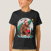 Christmas Bigfoot Santa Tree Sleigh Moon Funny Xma T-shirt (Voorkant)