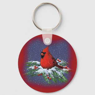 CHRISTMAS BIRD: CARDINAL: KUNST SLEUTELHANGER