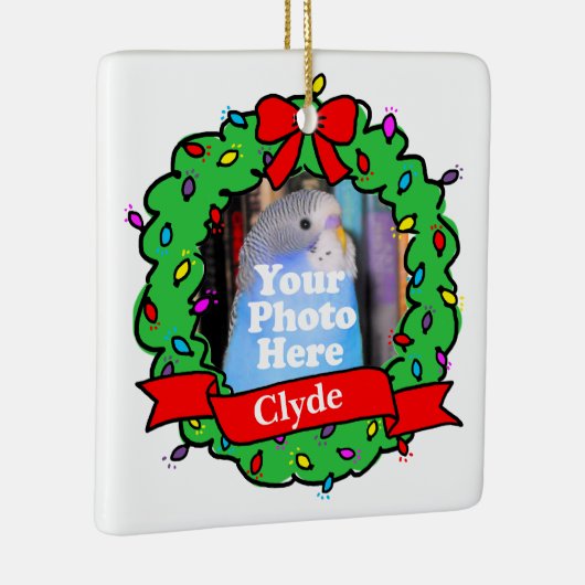 Christmas Bird Photo Wreath Keramisch Ornament (Rechts)