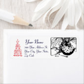 CHRISTMAS BIRDS TREE EN LADY Black White Red Etiket (Insitu)