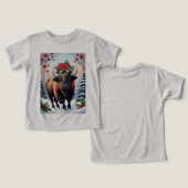 Christmas Bison With Big Horns Snow & Poinsettias (Design Recto & Verso)