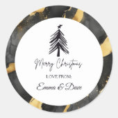 Christmas Black and Gold Ronde Sticker (Voorkant)