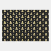 Christmas Black And Gold Snowflake Tree Pattern Inpakpapier Vel (Voorkant 3)
