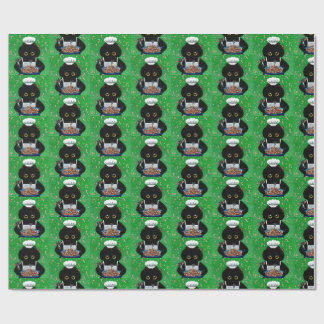 Christmas Black Cat Art Painting Cadeaupapier