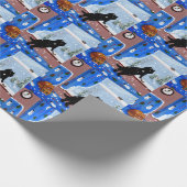 Christmas Black Cat Art Painting Cadeaupapier (Hoek)