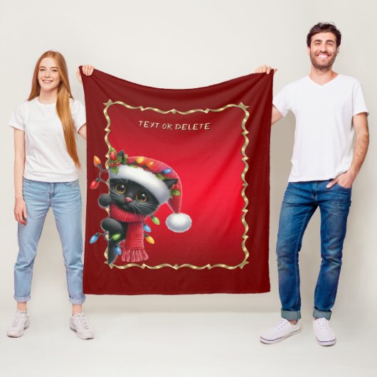 Christmas Black Cat Fleece Blanket Deken (In situ)