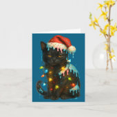 Christmas Black Cat Ice Cream Drip Santa Hat Cute  Kaart (Gele Bloem)