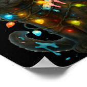 Christmas Black Cat Ice Cream Drip Santa Hat Cute  Poster (Hoek)