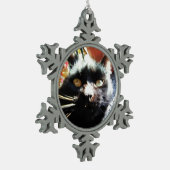 CHRISTMAS BLACK CAT-versiering Tin Sneeuwvlok Ornament (Links)