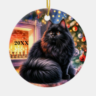 Christmas Black Kitten Aanpassen Datum Ornament