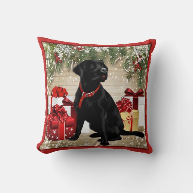 CHRISTMAS BLACK LABRADOR KUSSEN (Voorkant)