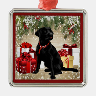 CHRISTMAS BLACK LABRADOR METALEN ORNAMENT