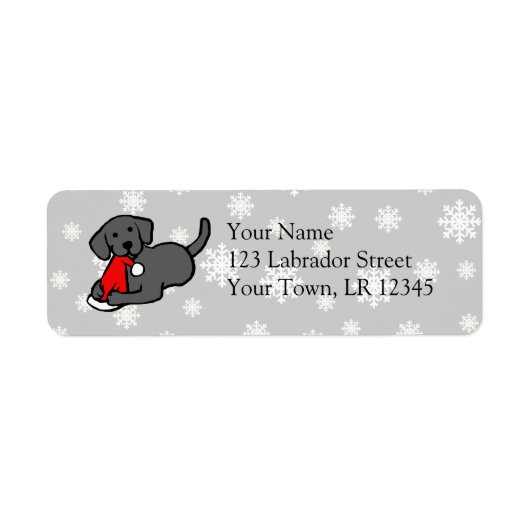Christmas Black Labradors Cartoon Etiket (Voorkant)