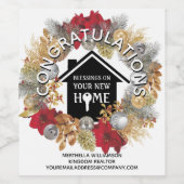 CHRISTMAS Black Realty Client Housewarming Wijn Etiket (Enkel label)