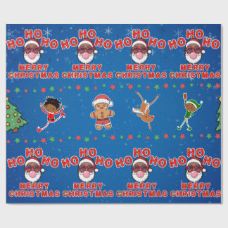 Christmas Black Santa Wrapping Paper Cadeaupapier