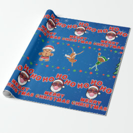 Christmas Black Santa Wrapping Paper Cadeaupapier
