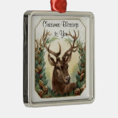 Christmas Blessings Deer Metalen Ornament (Rechts)