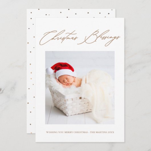 Christmas Blessings Festive Dots Carte de vacances (Devant / Derrière)