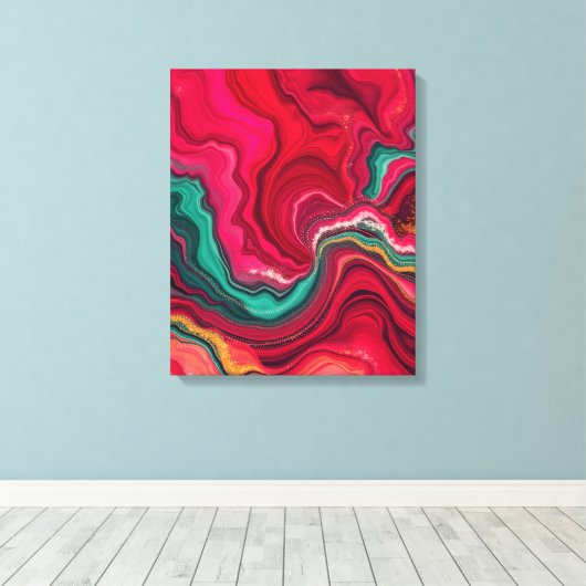 Christmas Bloom Frequencies – Abstract Energy Wrap Canvas Afdruk (Insitu (Houten vloer))