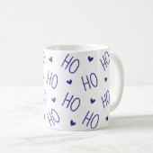 Christmas Blue and White Coffee Mug Ho Ho Ho Heart (Devant droit)