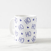 Christmas Blue and White Coffee Mug Ho Ho Ho Heart (Devant gauche)