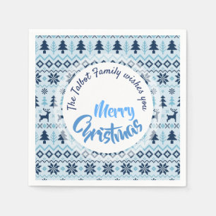 CHRISTMAS Blue Deer model gepersonaliseerd P Napki Servet