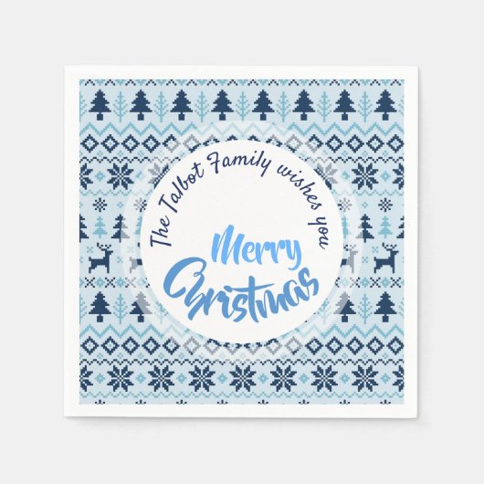 CHRISTMAS Blue Deer model gepersonaliseerd P Napki Servet (Voorkant)