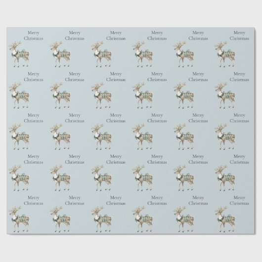 Christmas Blue Green Deer Cadeaupapier (Vlak)