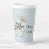 Christmas Blue Green Deer Latte Mok (Voorkant)