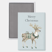 Christmas Blue Green Deer Magneet (Voorkant / Achterkant)