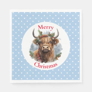 Christmas Blue Highlander Koe Servet