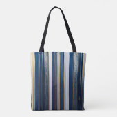 Christmas Blues Stripes blauw wit goud Draagtas (Achterkant)
