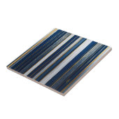 Christmas Blues Stripes blauw wit goud Tegeltje (Zijkant)