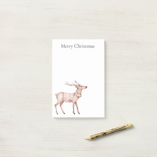 Christmas Blush Pink Deer Post-it® Notes (Op bureau)