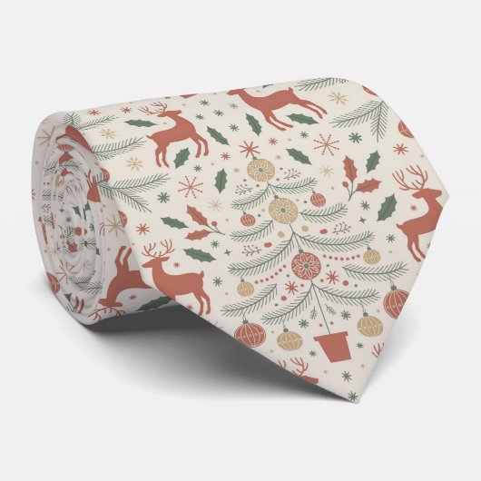 Christmas Boho Pattern Stropdas (Opgerold)