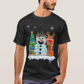 Christmas Book Lover Snowman Design T-shirt (Voorkant)