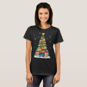 Christmas Book Tree Funny Librarians Books Lover T-shirt (Voorkant volledig)