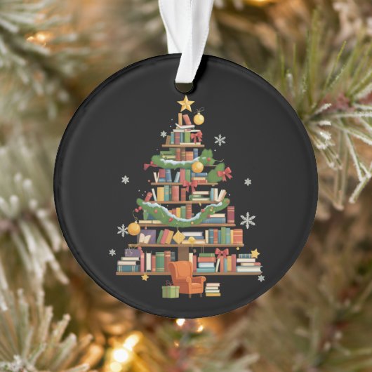 Christmas Books Tree Book Lover Teachers Bookworm  Ornament (Boom)