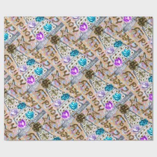 cHRISTMAS Boom glitter collage Cadeaupapier (Vlak)